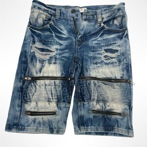 Vintage‎ blue cult acid wash, distressed shorts size 28